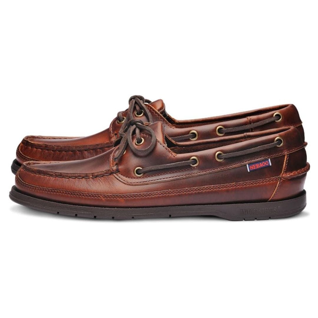 Sebago deep brown leather boat shoe