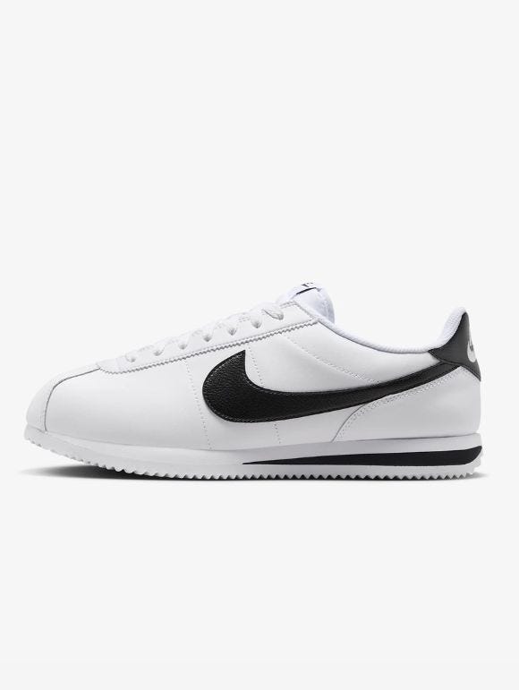 Black Nike logo white Nike Cortez sneakers