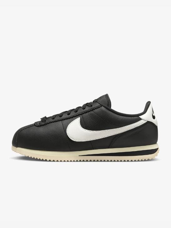 Nike Cortez 23 premium leather sneakers in black with white swoosh