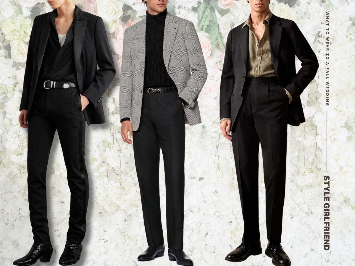 men in casually-styled fall wedding suits