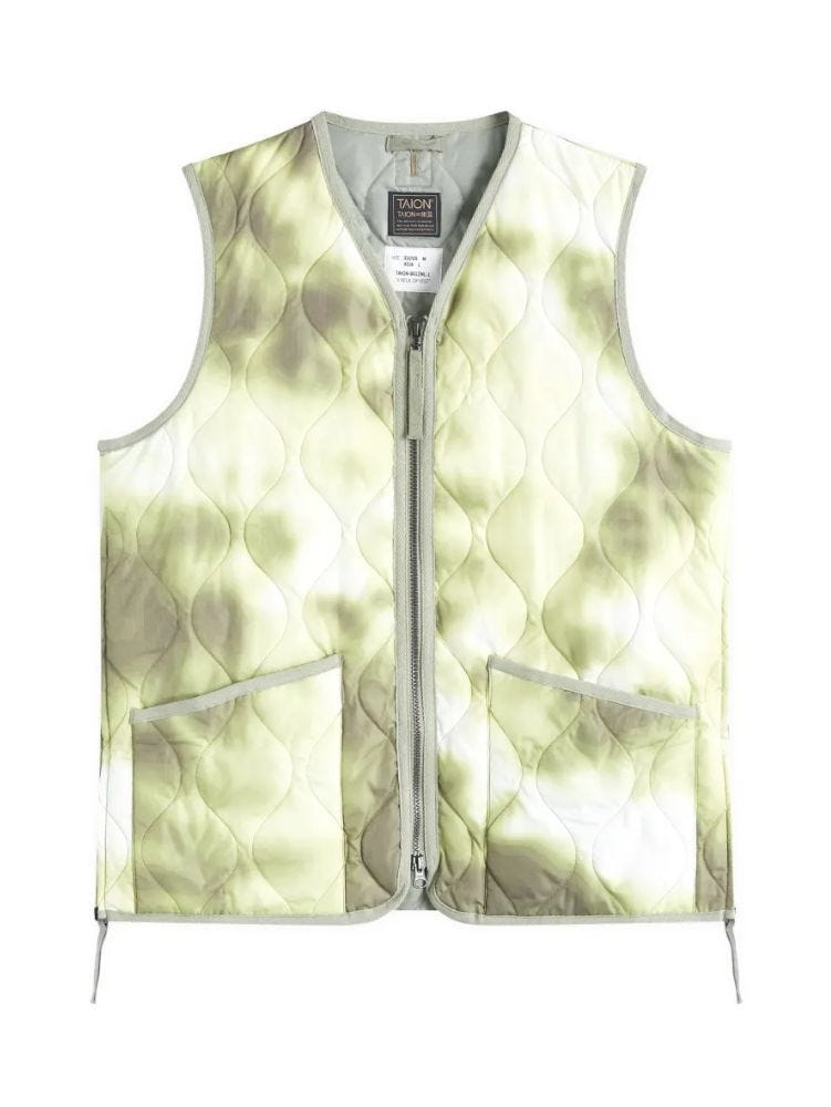 green tie-dye quilted vest