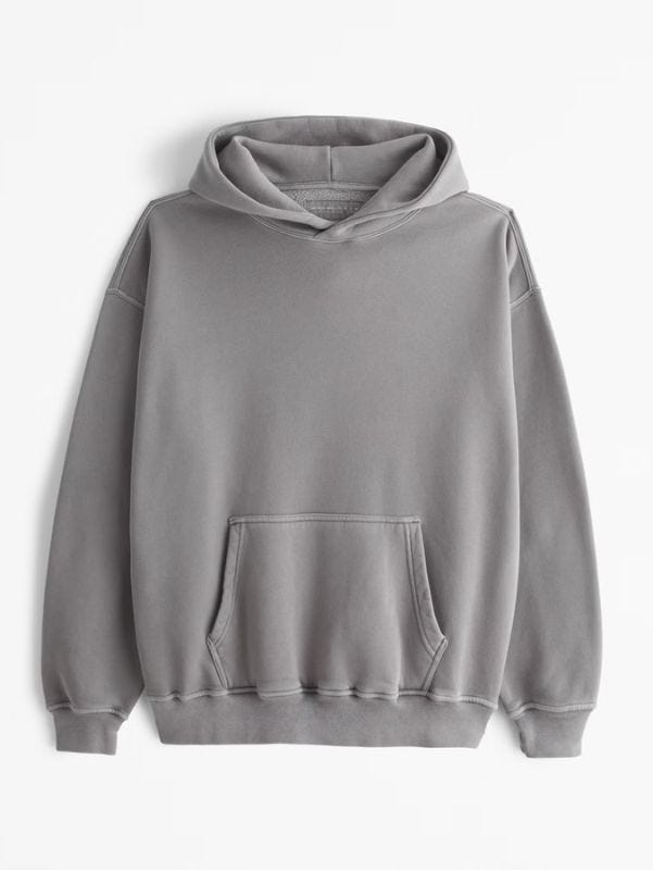 men's grey hoodie against a grey background