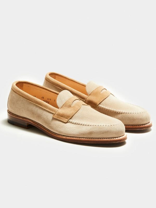 pair of two-tone suede loafers