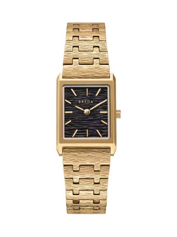 gold watch with black face