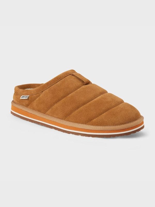 brown puffer slide slipper