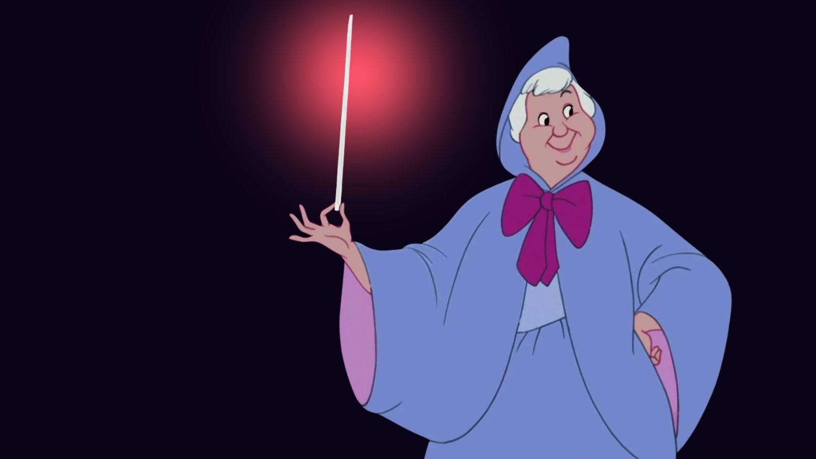 fairy godmother holding up a wand