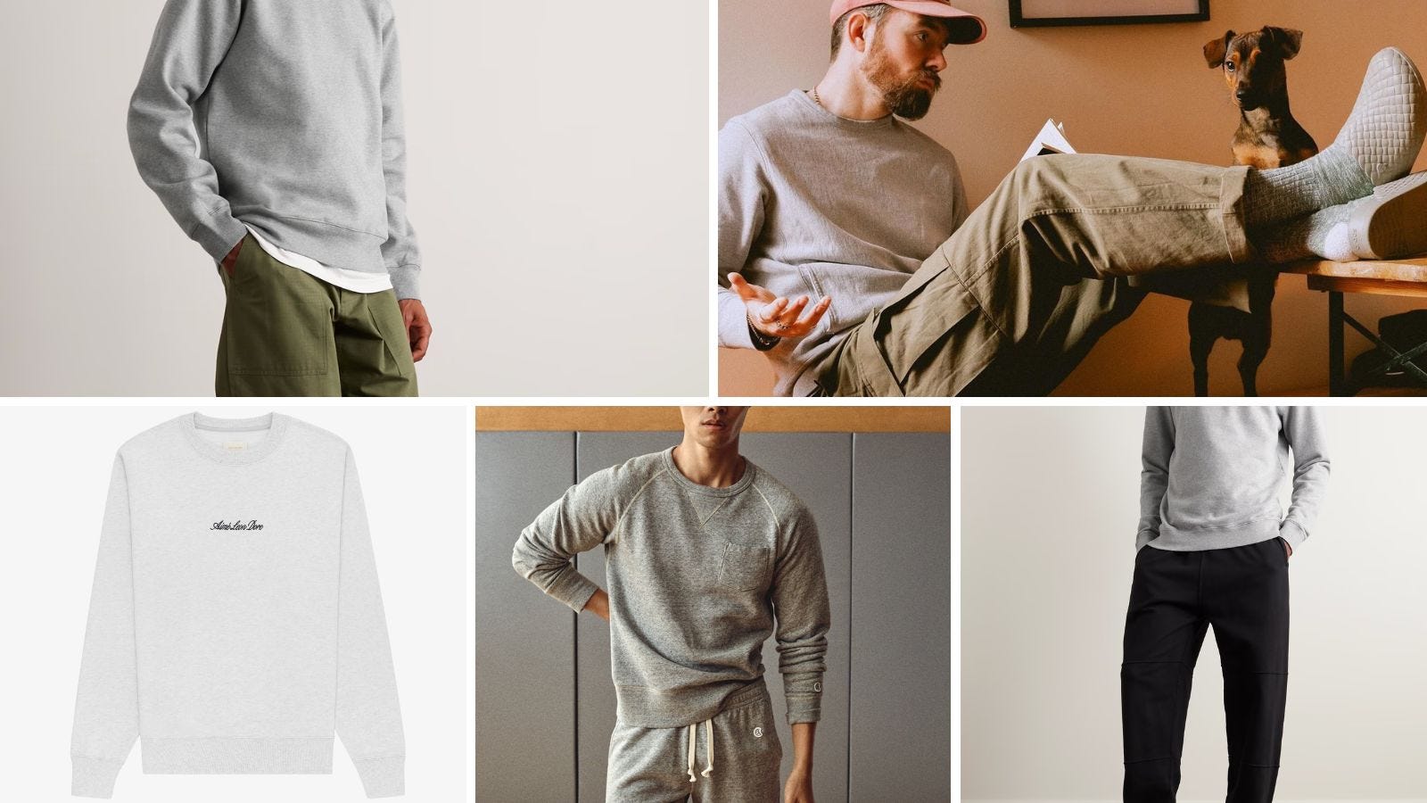 Grey sweatshirt outfit men on sale