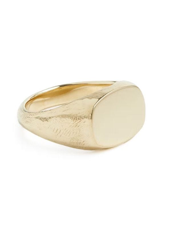 polished brass signet ring