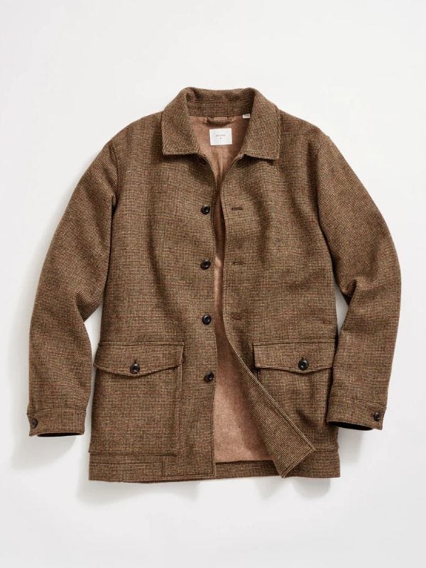 Textured Brown Coat with Front Pockets, included in Billy Reid Gift Ideas Roundup