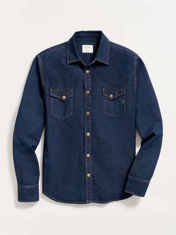 Dark Denim Front Link Shirt, included in Billy Reid Gift Ideas Roundup