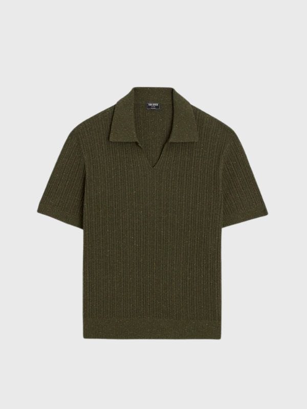 green silk polo shirt