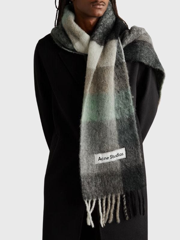 oversize fringed knitted scarf for men