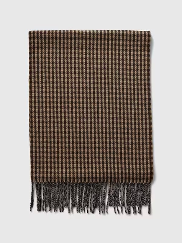 houndstooth fringed scarf for men