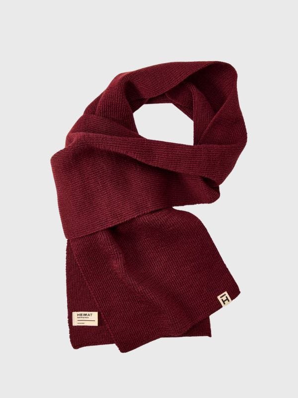 burgundy virgin wool scarf for men