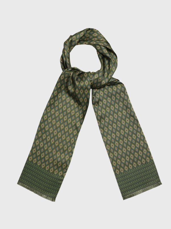 green printed silk sarf for men