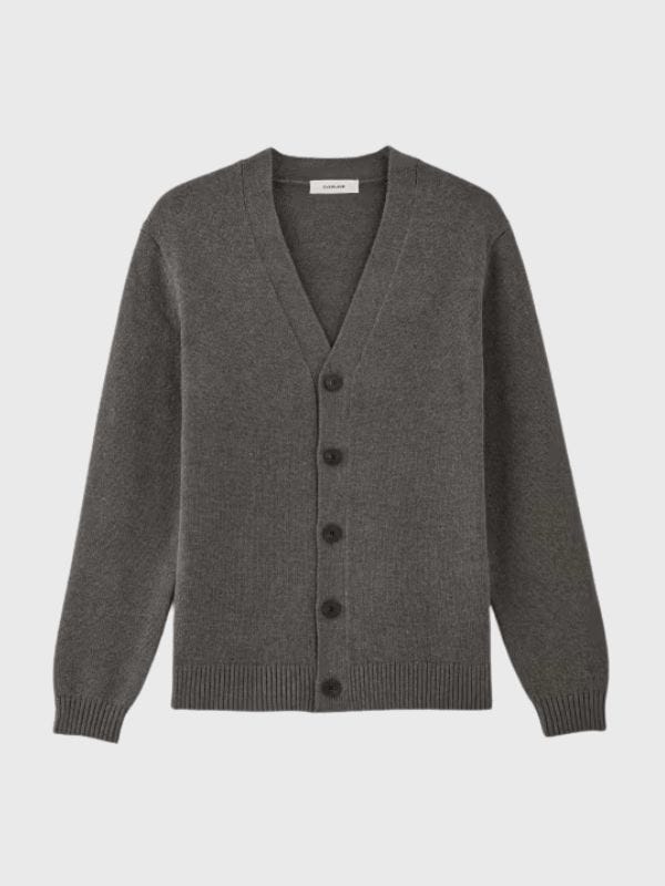 grey buttoned cardigan