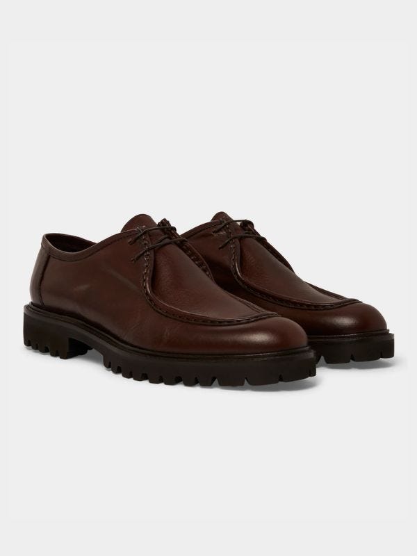 brown leather derby shoes