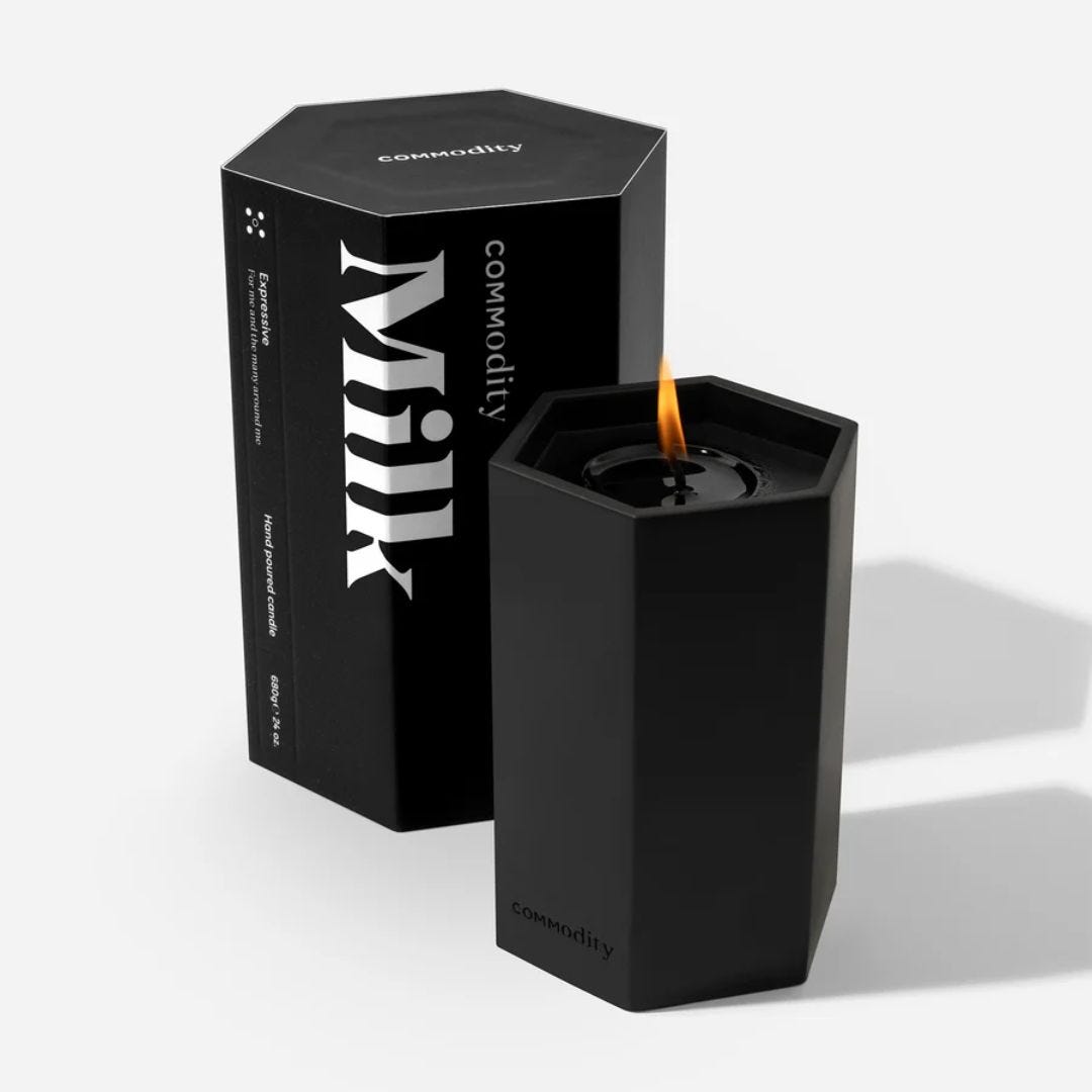 commodity fragrances milk candle