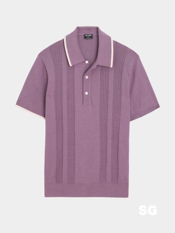 purple sweater polo