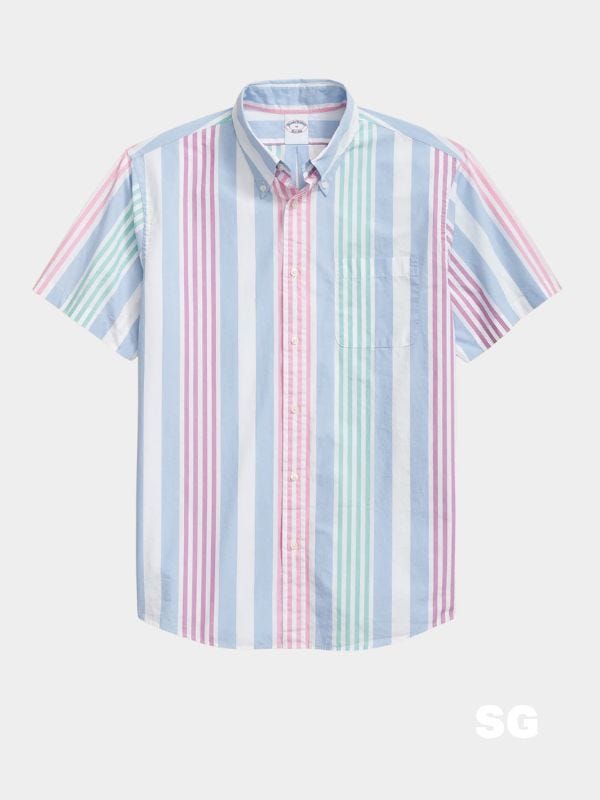 pastel striped short sleeve shirt