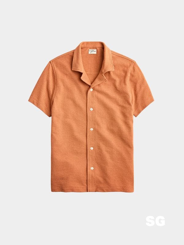 orange short-sleeve camp shirt
