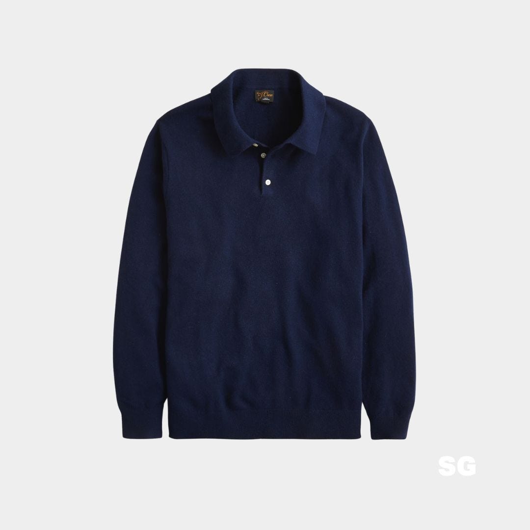 j.crew navy Cashmere collared sweater-polo, included in a roundup of gifts for guys for graduation