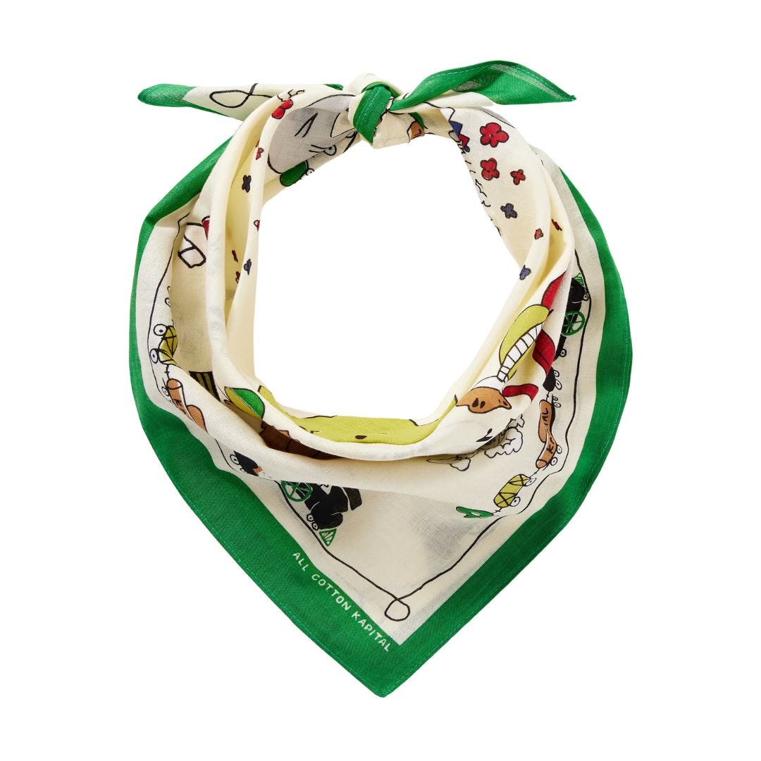 green and white bandana