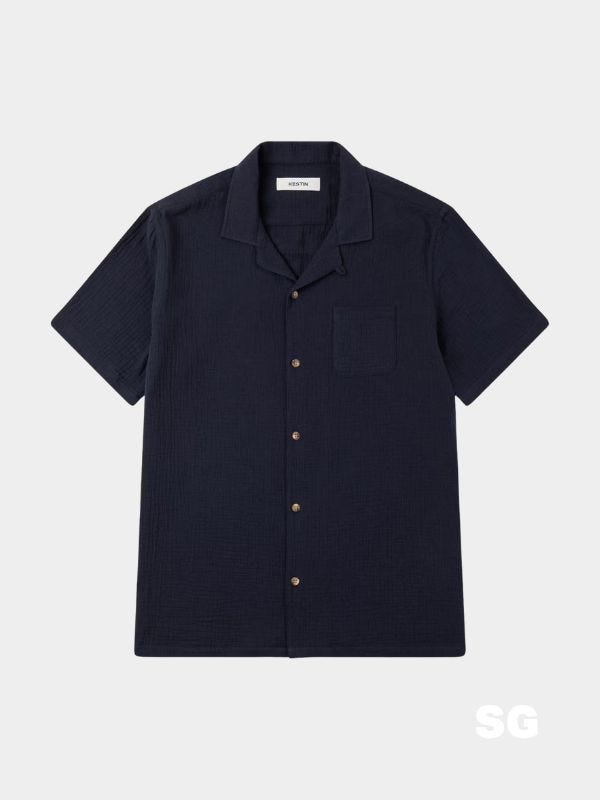 navy short sleeve button down shirt