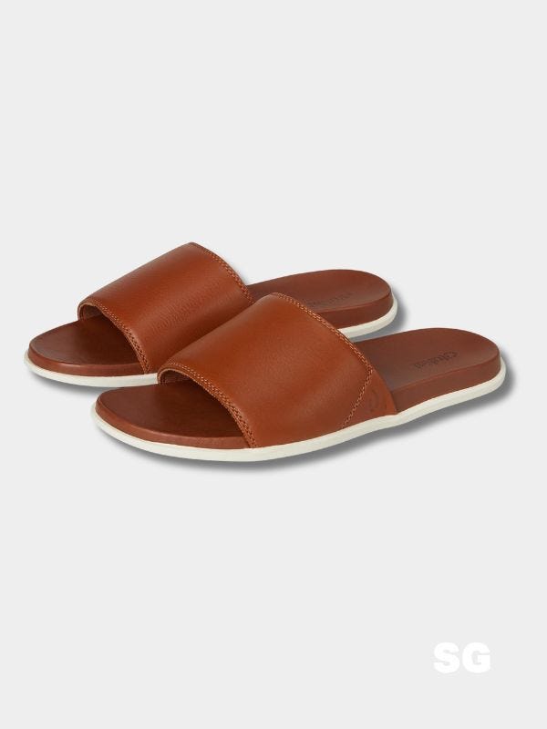 leather slide sandals