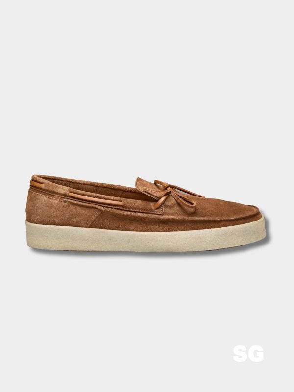 brown leather boat shoe
