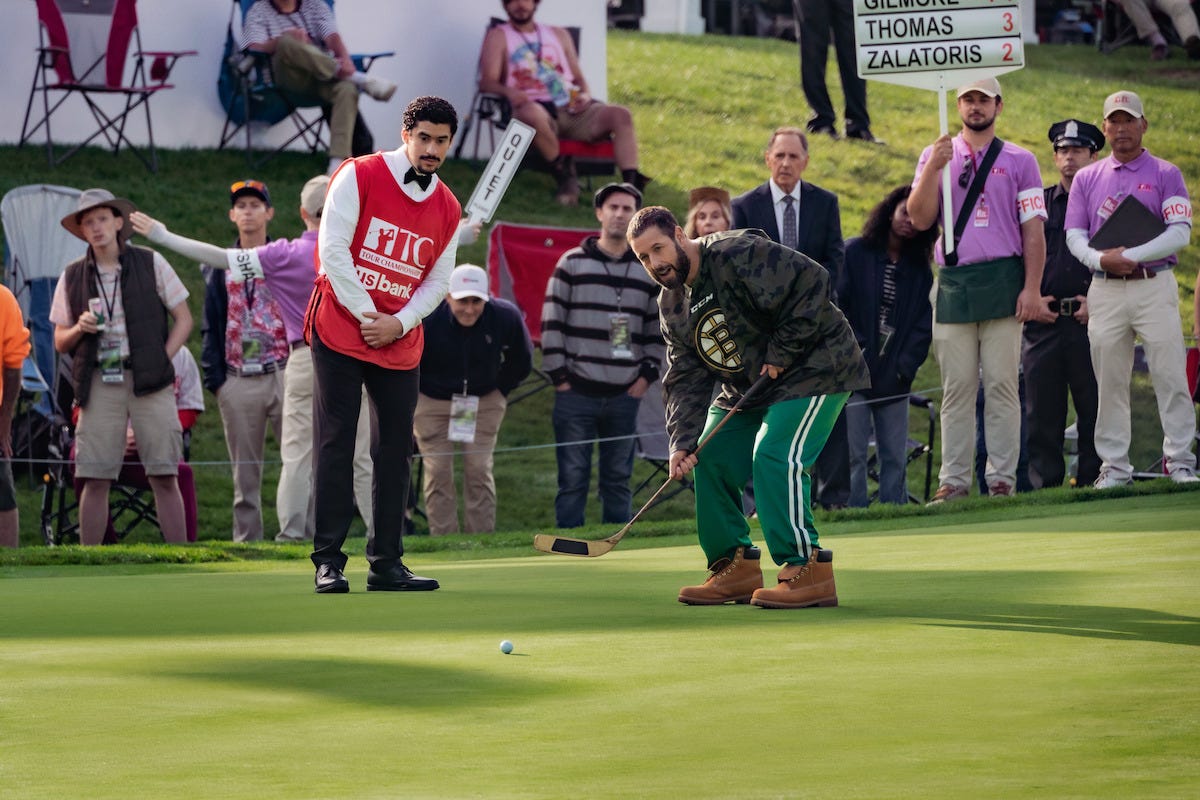 Bad Bunny and Adam Sandler in Happy Gilmore 2
