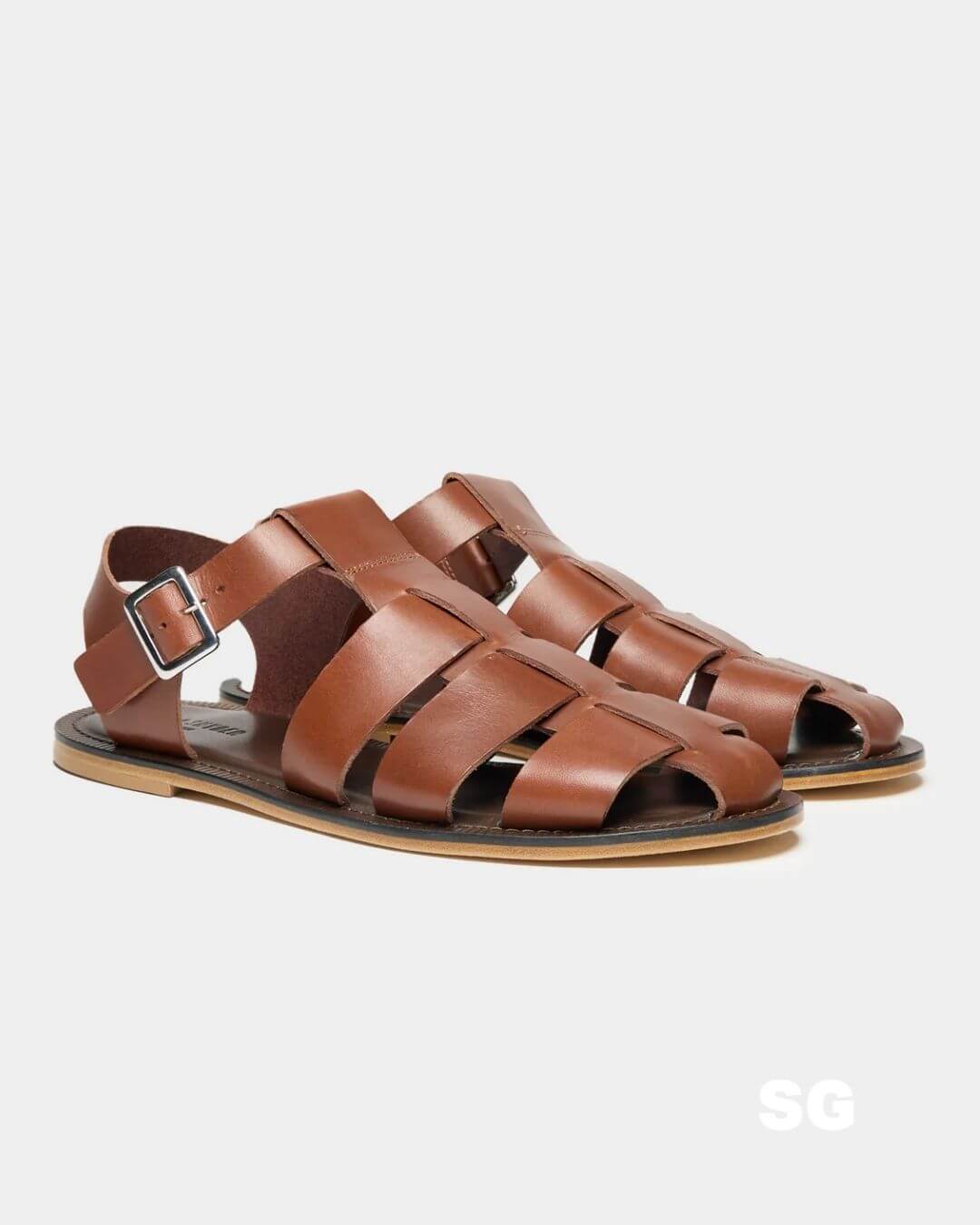 brown leather fisherman sandals