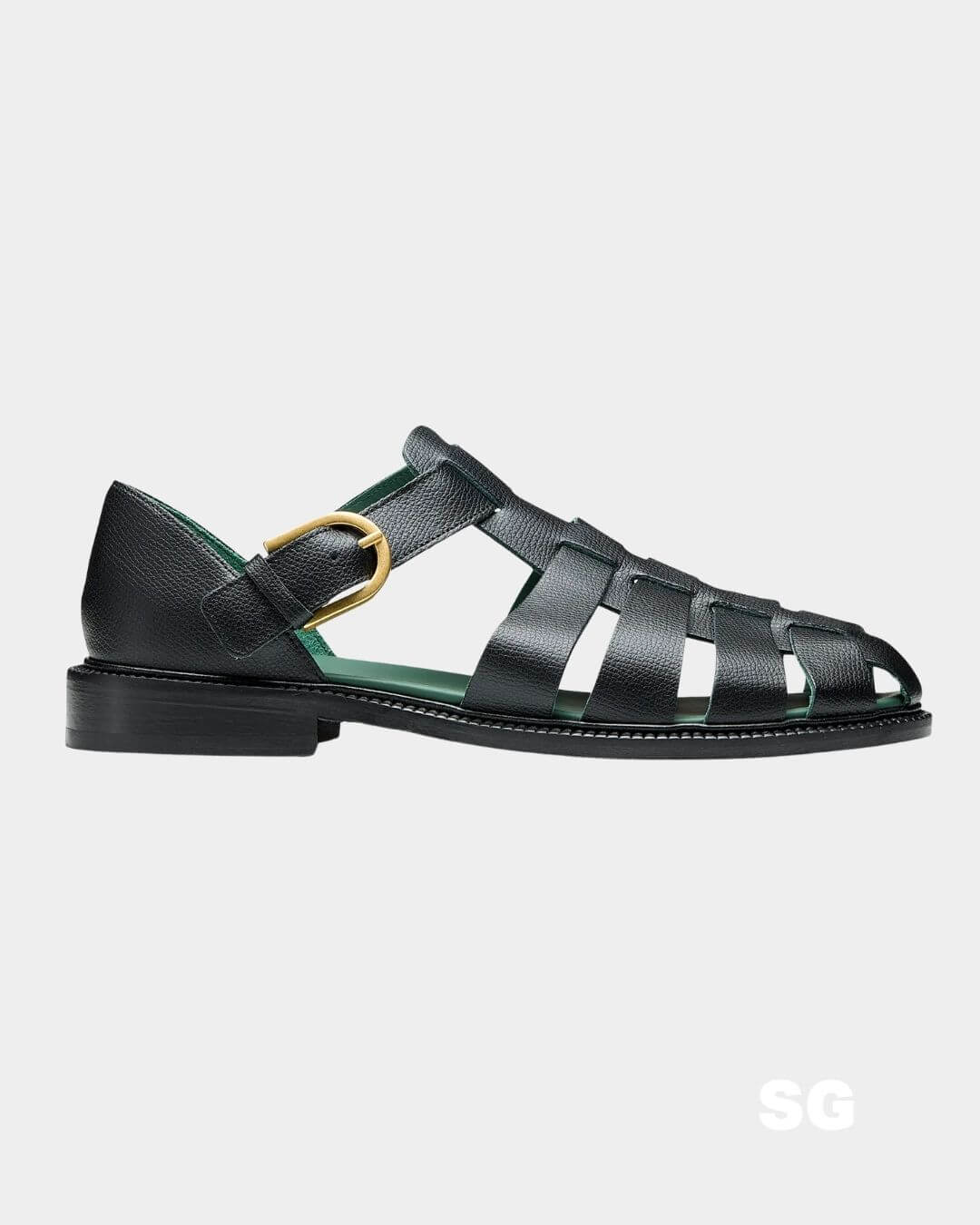 black leather fisherman sandals
